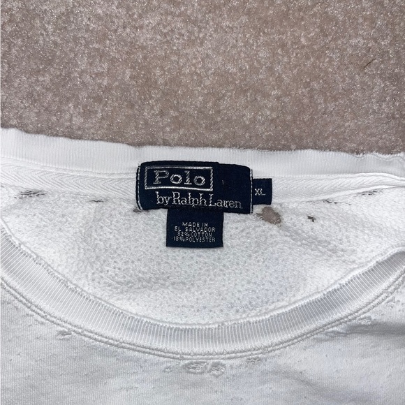 90s Distressed Vintage Ralph Lauren Polo Crewneck Sweatshirt - Picture 2 of 2